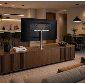 Suporte Giratório TV _ Fixação Móveis _ Altura Padrão 50cm - Aço Inox - Para TV's de 32" a 55"