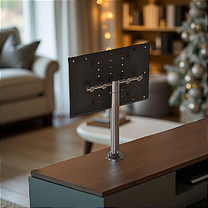 Suporte Giratório TV _ Fixação Móveis _ Altura Padrão 50cm - Aço Inox - Para TV's de 32" a 55"