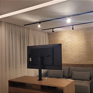 Suporte Giratório TV _ Fixação Móveis _ Modelo com Pino - Regulagem Altura de 56cm a 68cm - Cor Preto - Para TV's de 32" a 55"