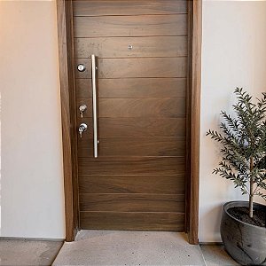 ESTOQUE - Puxador Porta Escovado - 80cm total x 60cm entre furos - Tubular H - Alumínio (Não enferruja)