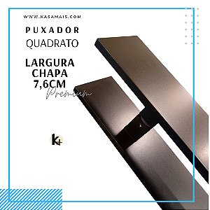 ESTOQUE - Puxador Duplo Quadrato Premium - Preto - 50cm total x 30cm entre furos - Largura Barra Chata 7,6cm - Alumínio (Não enferruja)