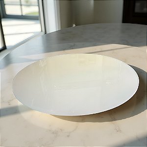Prato Giratório Mesa - 90cm - Redondo - Vidro Temperado Branco