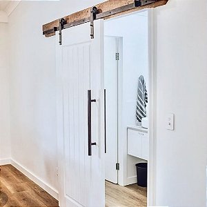 ESTOQUE - Puxador 50cm total x 30cm entre furos - Tubular H - Preto - Alumínio (Não enferruja)