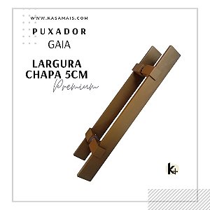 ESTOQUE - Puxador Duplo Gaia Premium - 50cm total x 30cm entre furos  - Cor Avelã - Largura Barra Chata 5cm - Alumínio (Não enferruja)