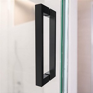 Puxador Duplo Atenas - Preto - Vários Tamanhos - Largura Barra Chata 3,2cm - Sob Encomenda