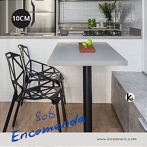 Pé de Mesa - Diam. 10cm - Preto - Vários Tamanhos - Tampo Vidro / Granito / Mármore - Sob Encomenda