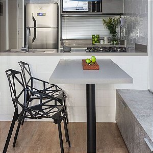 Pé de Mesa - Diam. 10cm - Preto - Vários Tamanhos - Tampo Vidro / Granito / Mármore - Sob Encomenda