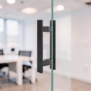 ESTOQUE - Puxador 30cm total x 20cm entre furos x Largura 3,2cm - Quadrato - Preto - Alumínio (Não enferruja)