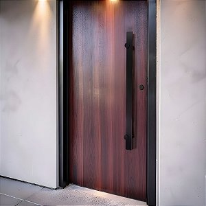 ESTOQUE - Puxador 90cm total x 70cm entre furos x Largura 5cm - Gaia Base Redonda - Preto - Alumínio (Não enferruja)