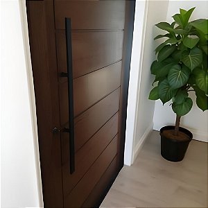 Puxador Duplo Plano - Preto - 80cm total x 30cm entre furos - Largura Barra Chata 3,2cm - Alumínio (Não enferruja)