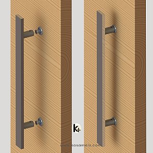Puxador Para Porta de Madeira Plano - Um Lado - Sem Transpasse - Alumínio (Não enferruja) - Sob Encomenda