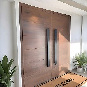 Puxador 1,20m total x 1m entre furos x Largura 7,6cm - Quadrato Premium - Preto - Alumínio (Não enferruja)