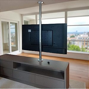 Suporte Giratório para TV Kit Completo - Fixação Móvel e Teto - Alumínio Polido - Chapa Padrão VESA Para TV’s de 32” a 75”