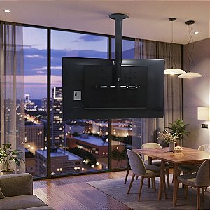 Suporte Giratório para TV – Fixação no Teto com Regulagem de Altura – Preto