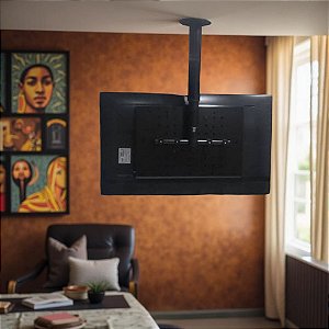 Suporte Giratório para TV – Fixação no Teto com Regulagem de Altura – Preto