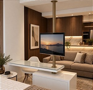 Suporte Giratório TV _ Fixação Móvel e Teto - Cor Avelã - Para TV’s de 32” a 85”