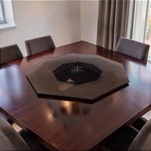 Prato Giratório Mesa Oitavado - Vidro Bronze - Vários Tamanhos