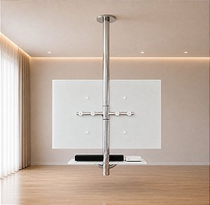 Suporte Giratório TV _ Fixação Teto _ Altura Sob Medida _ Com prateleira_ Várias Cores _ Para TV’s de 32” a 55”