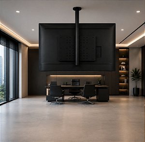 Suporte TV _ Fixação Teto _ Altura Sob Medida _ Várias Cores _ Para TV’s de 32” a 85” _ Modelo Não Giratório