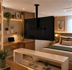 Suporte Giratório TV - Fixação Teto - Cor Preto - Altura Sob Medida - Para TV’s de 32” a 55”