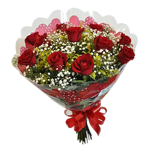 012 - Buquê de 12 rosas vermelhas