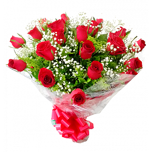 108 - Buquê de 12 rosas vermelhas