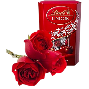 264 - 3 rosas e chocolate lindt