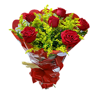 Buquê de 6 rosas vermelhas com tango