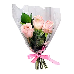 132 - Arranjo de 3 rosas rosadas