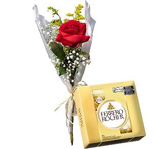 147 - Rosa vermelha embalada e Ferrero