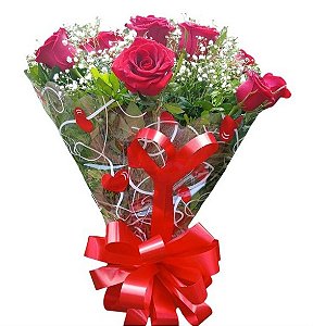 125A - Buquê de 7 rosas vermelhas