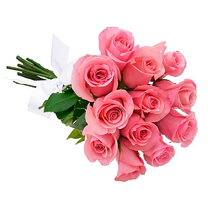 131 - Buquê de 12 rosas rosadas