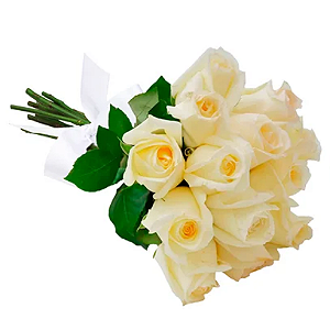 210 - Buquê de 12 rosas brancas