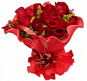 125 - Buquê 12 rosas no crepom vermelho