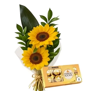 111 - Rosa embalada e ferrero rocher