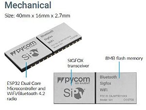 Módulo Pycom S01 OEM 14dBm: integra Sigfox, WiFi e Bluetooth no mesmo item - S01 14dBm RCZ4