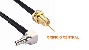 Pigtail com conector CRC9 <-> SMA(F) comprimento 150mm cabo RG174 - CAB150MM-RG174-CRC9RA-SMAF-JS
