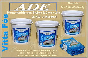 VITTA FÓS ADE VITAMINA- KIT C/ 3 BALDES DE 10KG.