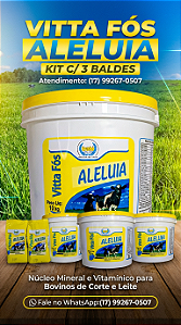 VITTA FÓS ALELUIA NÚCLEO PARA BOVINOS - KIT C/ 3 BALDES DE 10KG.