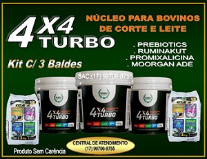 KIT 4X4 TURBO NÚCLEO MINERAL PARA BOVINOS - KIT C/ 3 BALDES.
