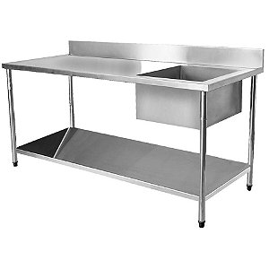 Pia de Aço Inox com Paneleiro 1 Cuba 100 x 70 x 90 BRS