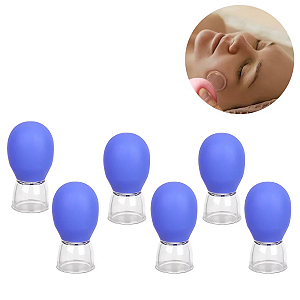 Kit 6 Copo Ventosa Massagem Rosto Corpo Vácuo Lifting Face