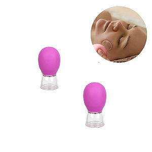 Kit 2 Copo Ventosa Massagem Rosto Corpo Vácuo Lifting Face