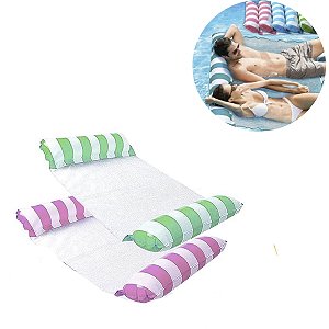 2 Cama Rede Boia Reclinável Flutuante Inflável Para Piscina