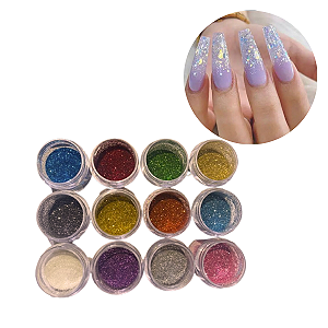 12 Glitter Brilho Unhas Gel Encapsulada Decoração Nail Art