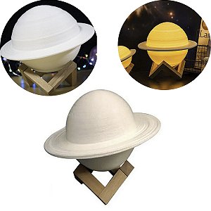 1 Luminária Abajur Planeta Saturno LED Decoração Quarto Sala