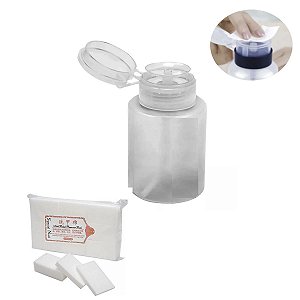 Frasco Dosador e Algodão Prensado Unha Gel Manicure Nail
