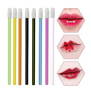 50 Aplicador Glos Batom Lip Limpeza Descartável Cílios Micro