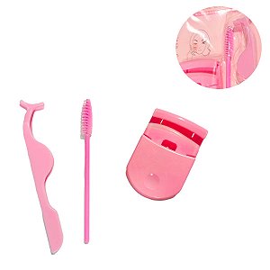 Kit Curvador Modelador Cílios Pinça Aplicação Escovinha Make