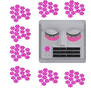 1 Rosto Suporte 3d e 100 Batoque Flor Treino Extensão Cílios